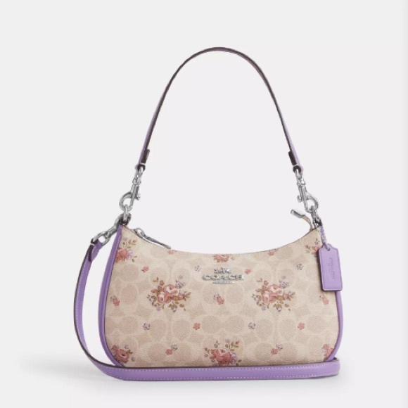 Coach Teri Shoulder Bag In Signature Canvas With Floral Printed # CAL37 - Picture 1 of 9